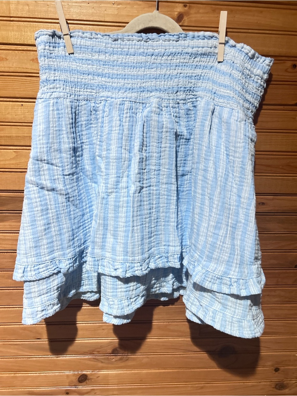 Time and Tru Light Blue Tiered Smocked Mini Skirt
